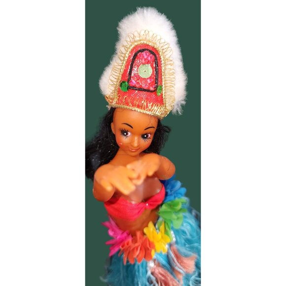 Vintage Hawaiian Tiki Dancers Dolls - Handcrafted Intricate Details Music Box & - Picture 9 of 16